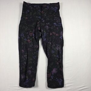 Lululemon Floral Print Cropped Leggings Size 4 Yoga Athletic Pants